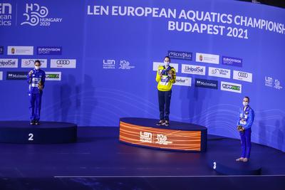 ARTISTIC SWIMMING-EURO-2020-2021Solo Free Artistic Swimming Final.-stock-foto