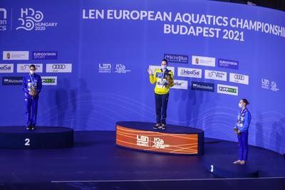 ARTISTIC SWIMMING-EURO-2020-2021Solo Free Artistic Swimming Final.-stock-foto