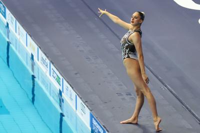 ARTISTIC SWIMMING-EURO-2020-2021Solo Technical Final Swimming Final.-stock-foto