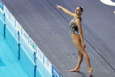 ARTISTIC SWIMMING-EURO-2020-2021Solo Technical Final Swimming Final.-stock-photo