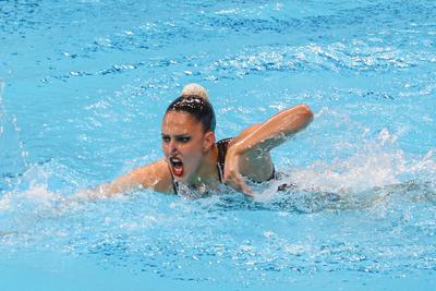 ARTISTIC SWIMMING-EURO-2020-2021Solo Technical Final Swimming Final.-stock-foto