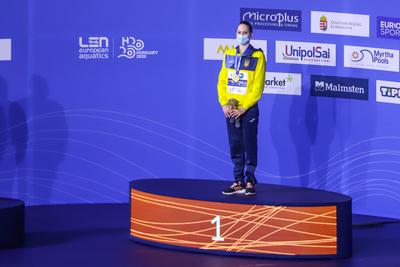 ARTISTIC SWIMMING-EURO-2020-2021Solo Free Artistic Swimming Final.-stock-foto