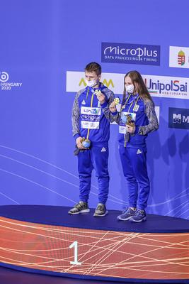 LEN European Aquatics Championships, Mixed Synchronised 10m Platform Diving - podium-stock-photo