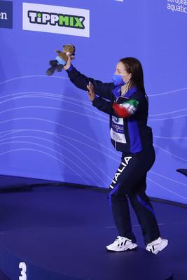 LEN European Aquatics Championships, Women's 1m Springboard Diving - podium-stock-foto