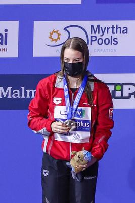 LEN European Aquatics Championships, Women's 1m Springboard Diving - podium-stock-foto