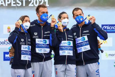 LEN European Aquatics Championships  - SWIM-OPEN  5KM RELAY-stock-foto