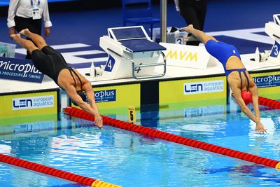 LEN European Water Championships - women's 200-meter butterfly-stock-photo