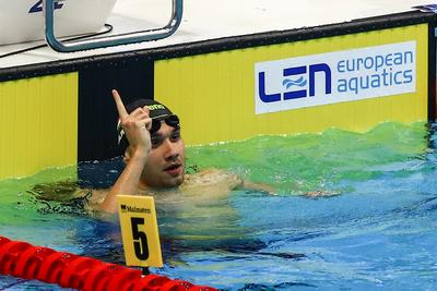 LEN European Aquatics Championships -  Mens 100m Butterfly Swimming-stock-foto