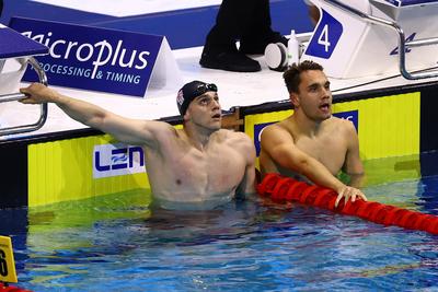 LEN European Aquatics Championships -  Mens 100m Butterfly Swimming-stock-foto
