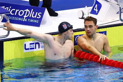 LEN European Aquatics Championships -  Mens 100m Butterfly Swimming-stock-foto