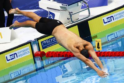 LEN European Aquatics Championships -  Mens 100m Butterfly Swimming-stock-foto