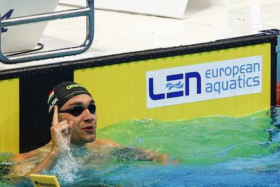 LEN European Aquatics Championships -  Mens 100m Butterfly Swimming-stock-foto