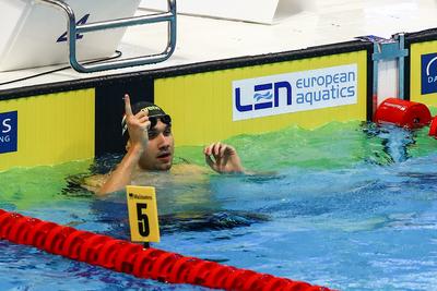 LEN European Aquatics Championships -  Mens 100m Butterfly Swimming-stock-foto
