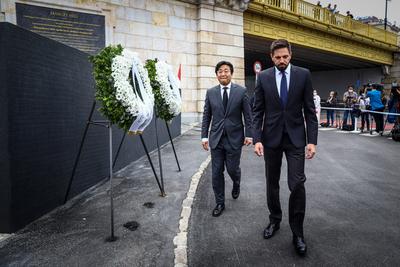 Danube shipwreck - The monument to the victims of the Mermaid was inaugurated-stock-photo