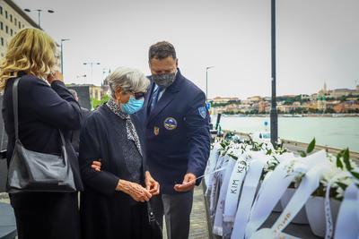 Danube shipwreck - The monument to the victims of the Mermaid was inaugurated-stock-photo