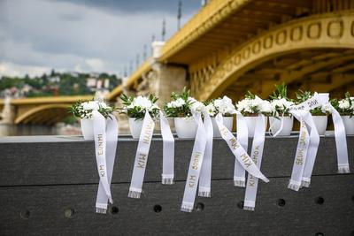 Danube shipwreck - The monument to the victims of the Mermaid was inaugurated-stock-photo