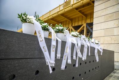 Danube shipwreck - The monument to the victims of the Mermaid was inaugurated-stock-photo