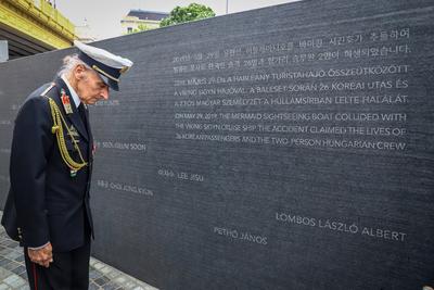 Danube shipwreck - The monument to the victims of the Mermaid was inaugurated-stock-photo