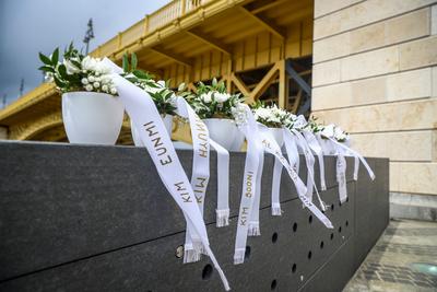 Danube shipwreck - The monument to the victims of the Mermaid was inaugurated-stock-photo