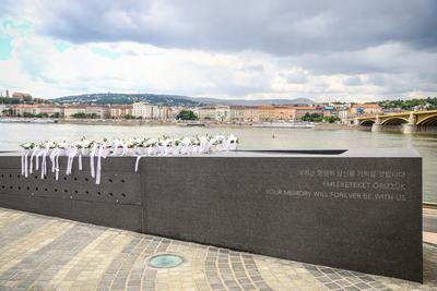 Danube shipwreck - The monument to the victims of the Mermaid was inaugurated-stock-photo