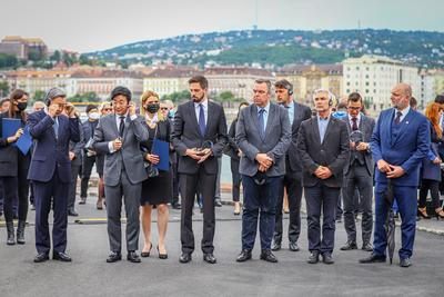 Danube shipwreck - The monument to the victims of the Mermaid was inaugurated-stock-photo