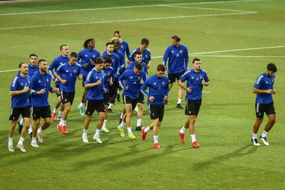 Football Conference League - FC Basel training before the match against Újpest FC-stock-foto