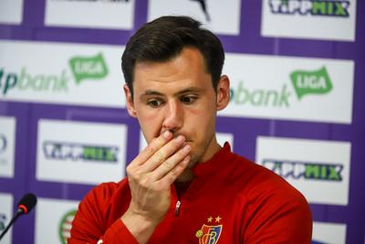 Football Conference League - Press conference before the match against Újpest FC- FC Basel-stock-photo