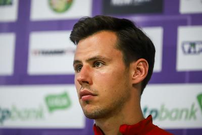 Football Conference League - Press conference before the match against Újpest FC- FC Basel-stock-photo