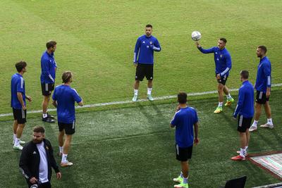 Football Conference League - FC Basel training before the match against Újpest FC-stock-foto