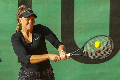 Naturtex Adult Hungarian National Championship Women 's Doubles Final 2021.-stock-photo