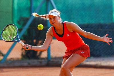 Naturtex Adult Hungarian National Championship Women 's Doubles Final 2021.-stock-photo