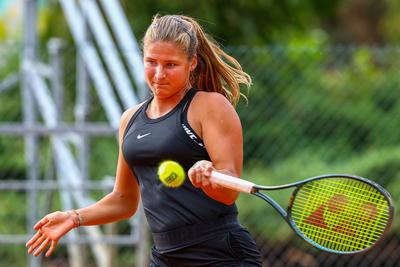 Naturtex Adult Hungarian National Championship Women 's Doubles Final 2021.-stock-photo