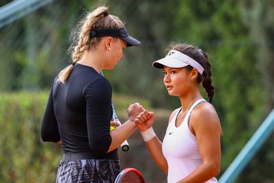 Naturtex Adult Hungarian National Championship Women 's Doubles Final 2021.-stock-photo