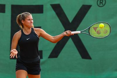 Naturtex Adult Hungarian National Championship Women 's Doubles Final 2021.-stock-photo