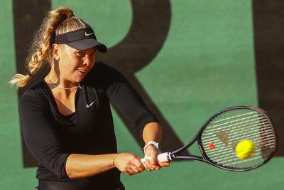 Naturtex Adult Hungarian National Championship Women 's Doubles Final 2021.-stock-photo