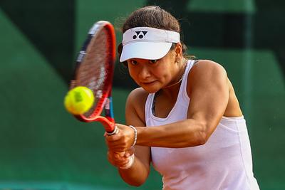 Naturtex Adult Hungarian National Championship Women 's Doubles Final 2021.-stock-photo