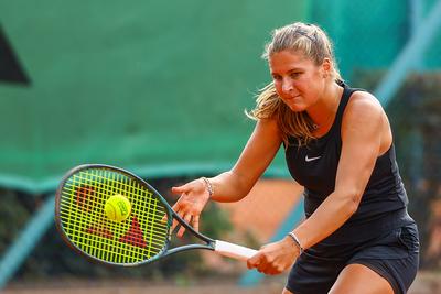 Naturtex Adult Hungarian National Championship Women 's Doubles Final 2021.-stock-photo