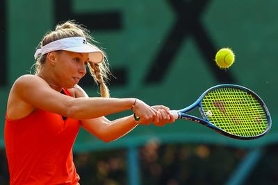 Naturtex Adult Hungarian National Championship Women 's Doubles Final 2021.-stock-photo