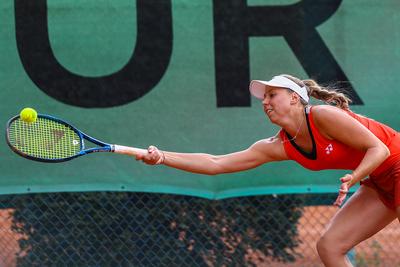 Naturtex Adult Hungarian National Championship Women 's Doubles Final 2021.-stock-photo