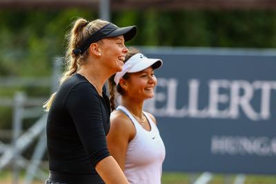 Naturtex Adult Hungarian National Championship Women 's Doubles Final 2021.-stock-photo