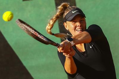 Naturtex Adult Hungarian National Championship Women 's Doubles Final 2021.-stock-photo