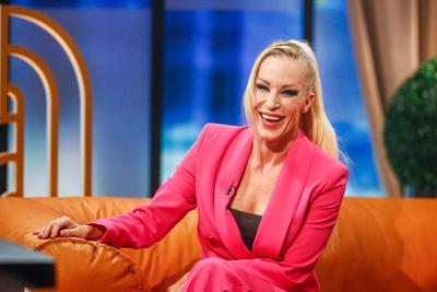 Frizbi late nigth Talk Show-stock-foto