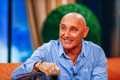 Frizbi late nigth Talk Show-stock-foto