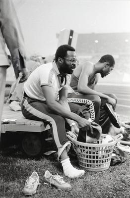 Edwin Moses Budapesten-stock-foto