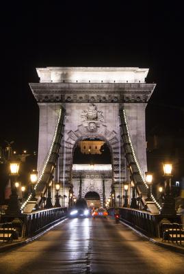 Széchenyi Lánchíd éjszakai felvétel-stock-foto