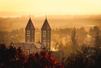 Vörös templom, Balatonfüred-stock-foto
