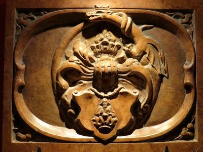 Dobó István várkapitány címere Egerben-stock-foto