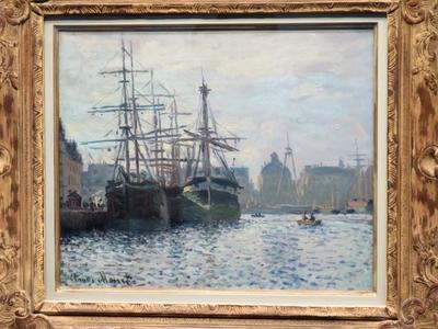 Claude Monet festménye: A Le Havre-i kereskedelmi kikötõ-stock-foto