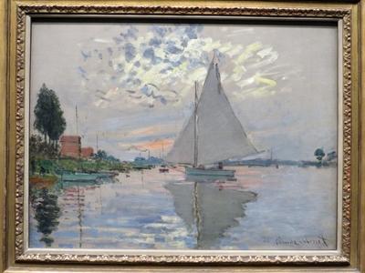 Claude Monet: Vitorláshajó Petit.-Gennevilliersnél-stock-foto