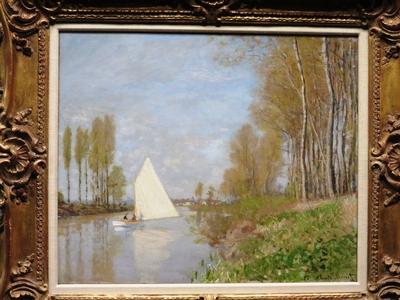 Claude Monet: Vitorláshajó a Szajna kis ágán Argenteuilnél-stock-foto